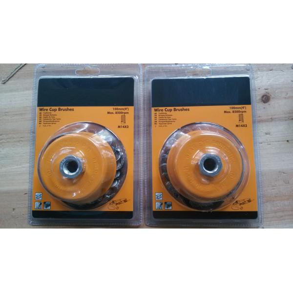 75 Mm OD Wire Cup Brush Knot Type Heavy Duty Yellow Bowl Body For Removing Paint