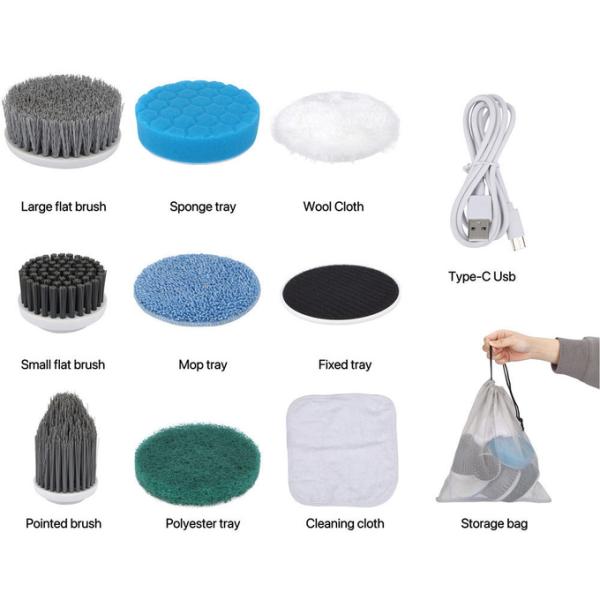 ODM 8In1 Электрическая чистка щеткой Спин Скрубер для уборки туалетов