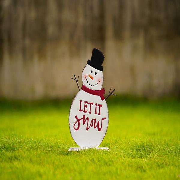 Estacas exteriores dos ornamento do boneco de neve do metal feito a mão para a decoração do Natal