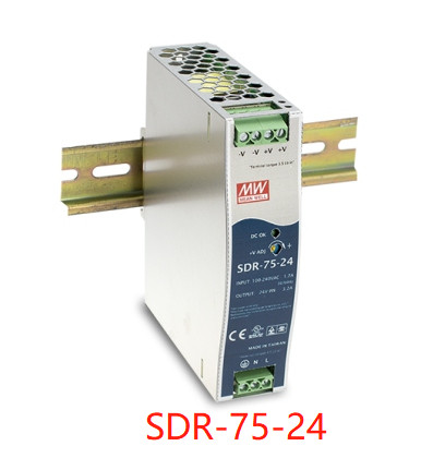 Электропитание 12V 24V 48V 85%-89% рельса Din SDR-75-24 Meanwell
