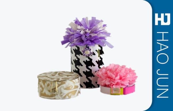 Fashional Round Cardboard Boxes With Lids For Wedding , Cylinder / Round Shape
