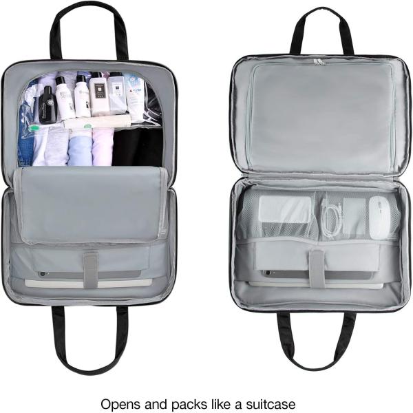 Black Durable Waterproof Weekender Overnight Bag Carry On Travel Bag With Shoe Bag