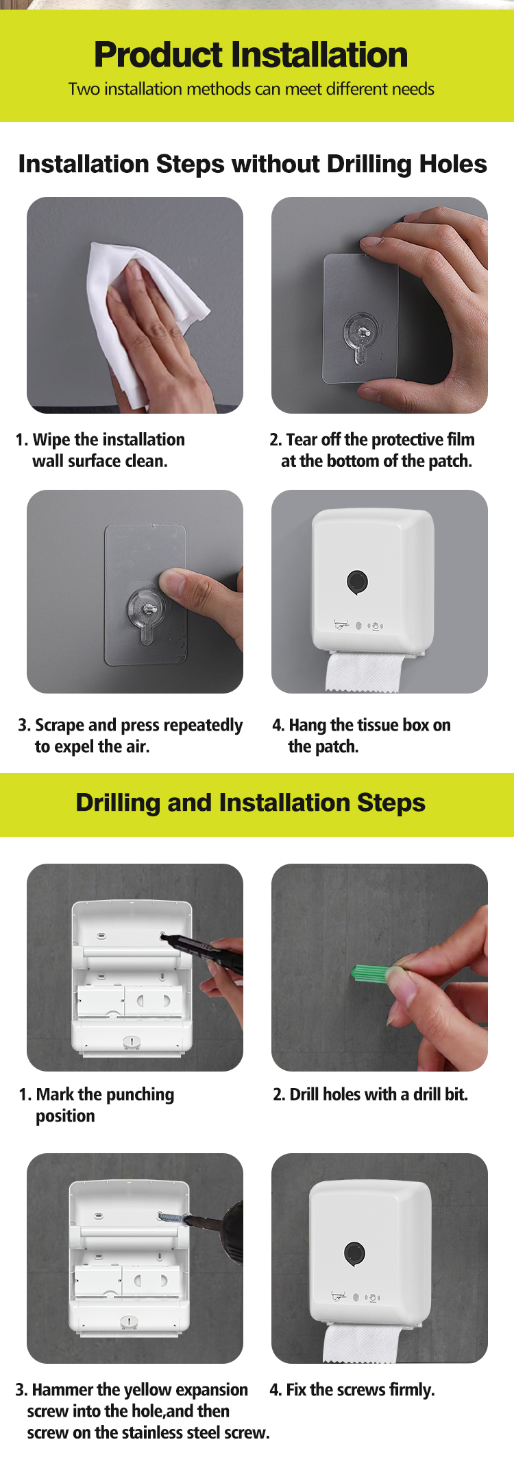Lockable Touchless Auto Cut Paper Towel Dispenser Wall Mounted ABS Plastic Material