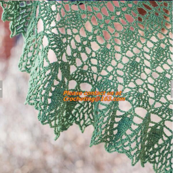 Mexican print knitted open poncho with roll neck, Green Free Knitting Crochet Woman