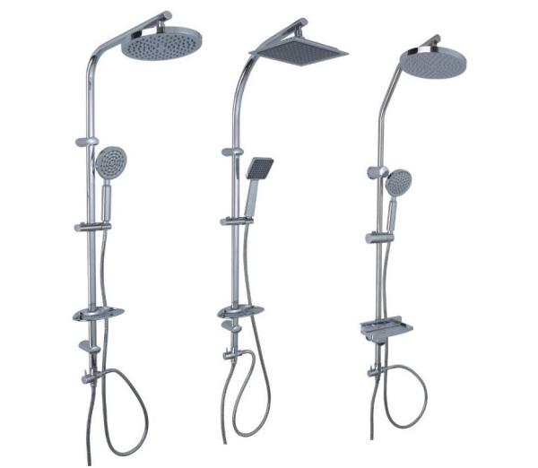 Polish Chrome Plated Bathroom Shower Set Round Spray Rain Head Wall Mounted