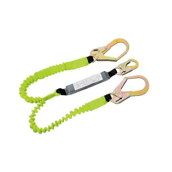 50mm Heavy Duty Webbing Shock Absorbing Fall Arrest Lanyard with Adjustable Length 1380mm-1800mm and Twin Legged Energy Absorber