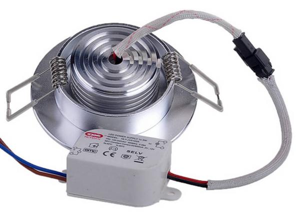Home 1 x 3W Polished Aluminum alloy recessed led ceiling light fixture 150 - 200 lumens