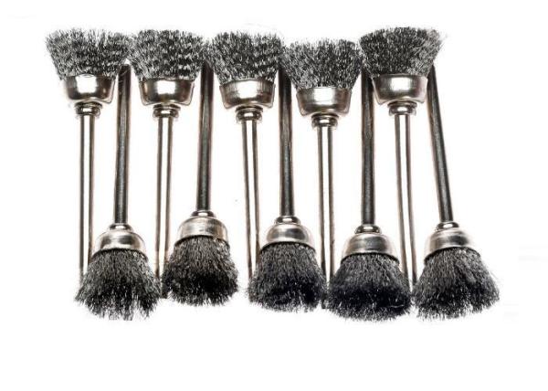 3Mm Shank Steel Wire Cup Brush / Rotary Steel Wire Miniature Cup Brushes 16mm OD