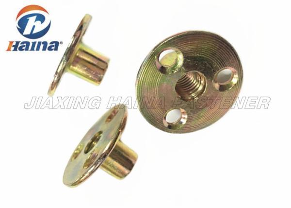 Zinc plated Round Base Hole Tee Nuts Or Furniture Nut With Three Brads