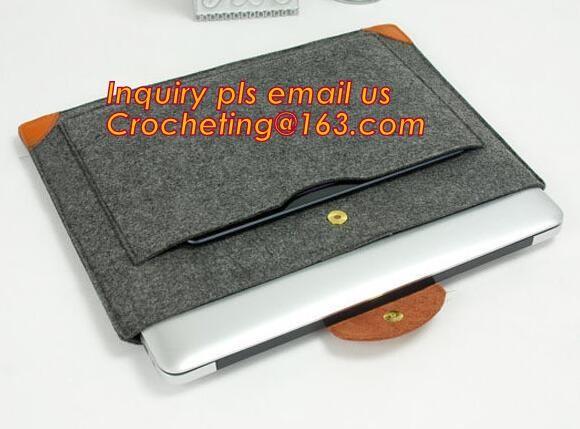 Felt Laptop Bag for Promotion, Popular design Ladies felt laptop bag, yellow hot sell felt laptop bag with elastic stri