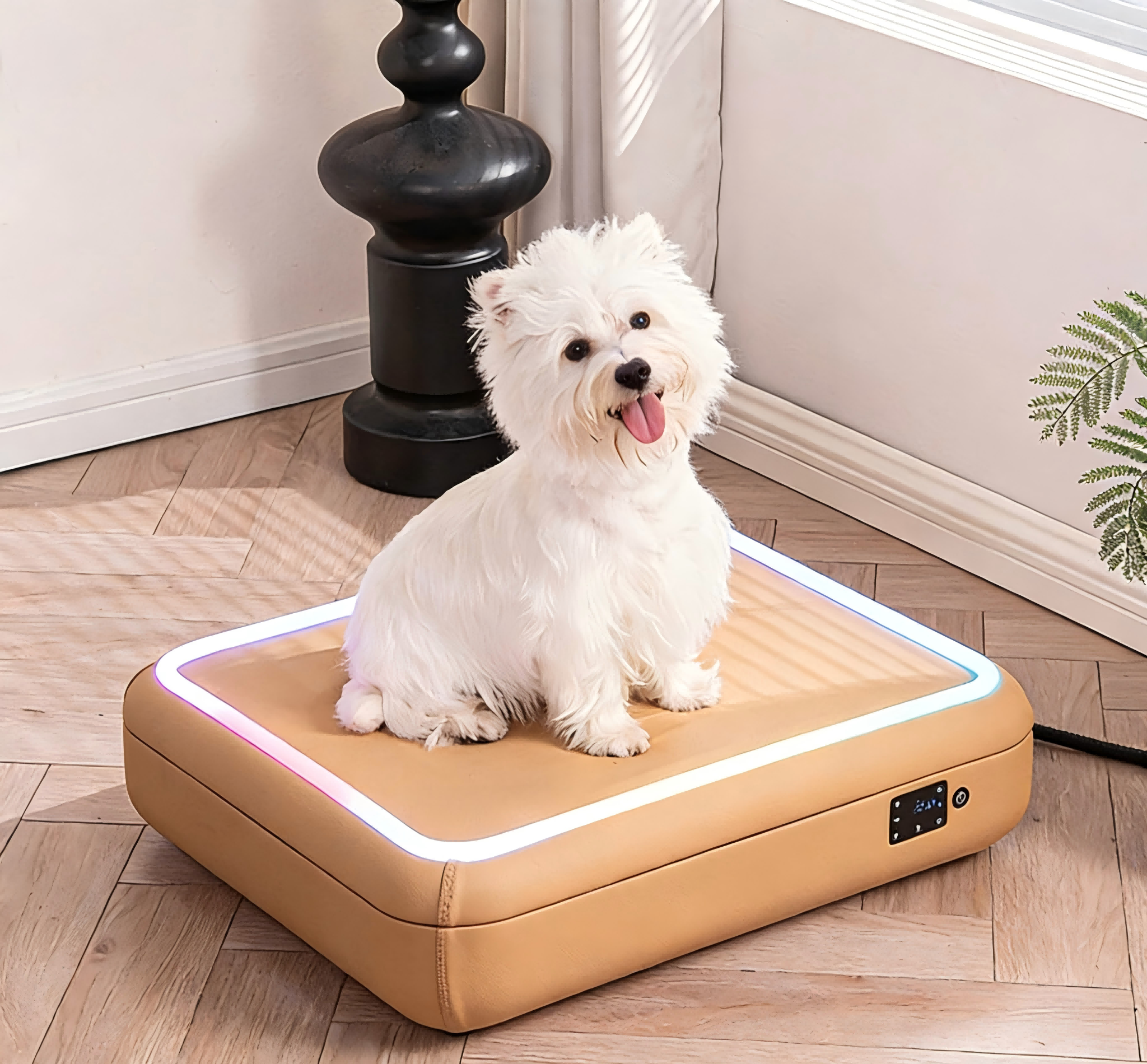 Easy to Clean Wool Pet Mat Smart Heating Massage LED Lights Soft Cushion Removable Washable for Cats