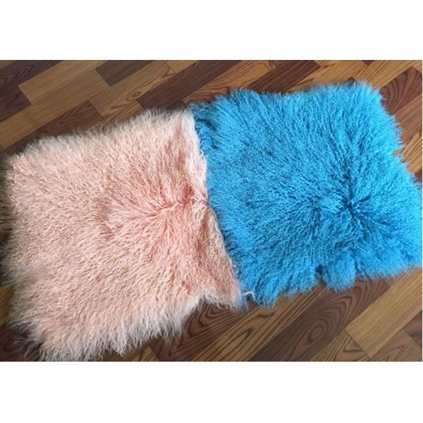Mongolian fur pillow Lavender Real Luxury Tibetan Sheep Fur Throw 16 inch