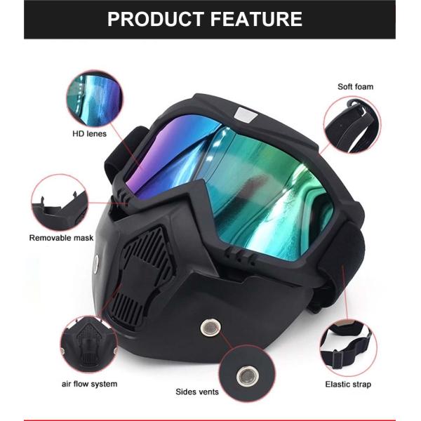 HD Motorcycle Goggles with Optional 1/2/3 Layers Face Foam and Windproof Face Mask