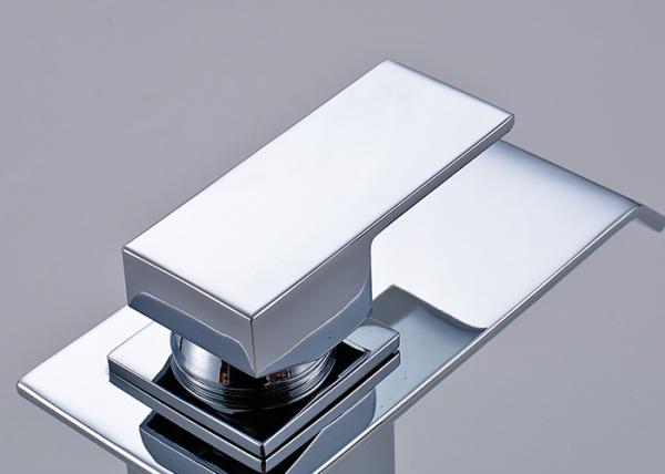 Waterfall Spout Bathroom Vanity Faucets , Bathroom Basin Mixer Counter Mounted