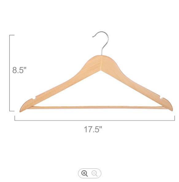 Wardrobe Heavy Duty Wooden Coat Hangers , 17.5in Large Wooden Coat Hangers