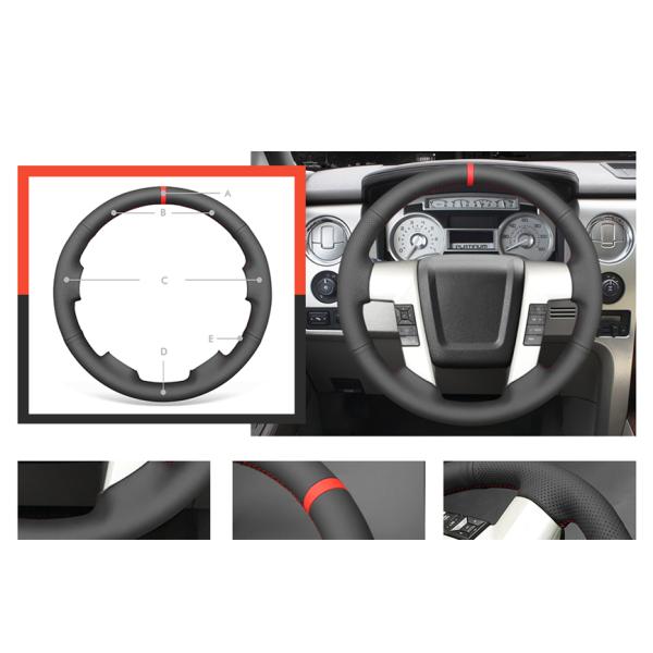 Hand Stitch Leather Steering Wheel Cover for Ford F-150 2009 2010 2011 2012 2013 2014