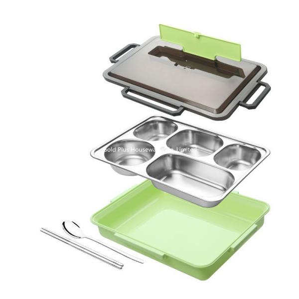Reusable metal steel food container for school multifunction 4/5 compartments tiffin lunch box with chopsticks
