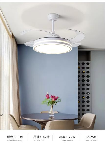 Ventilateur de plafond LED moderne avec lumière pour la maison et le restaurant Bluetooth Silencieux Simple Invisible Lustre en fer 220V