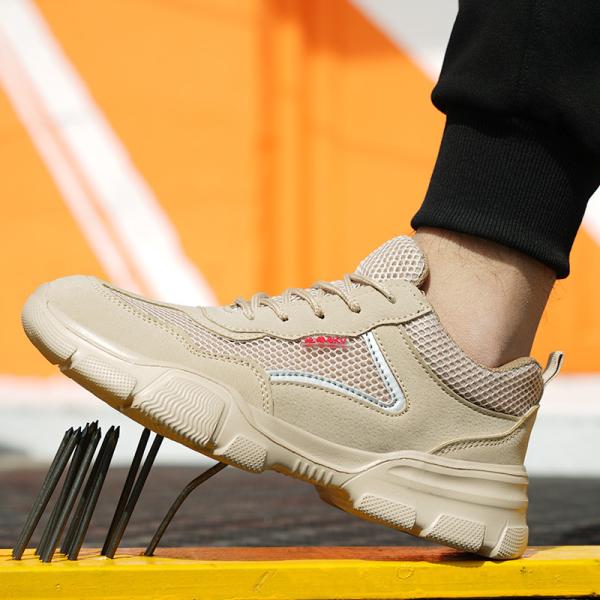 Shengjie Zapatos de trabajo de pie de acero de fibra microfibra de cuero suela superior de caucho anti-punción seguridad anti-deslizante S