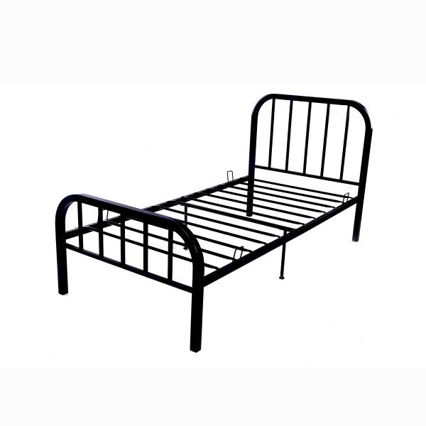 Powder Coated Q235 Metal Frame Single Bed Black Matte Iron Tube