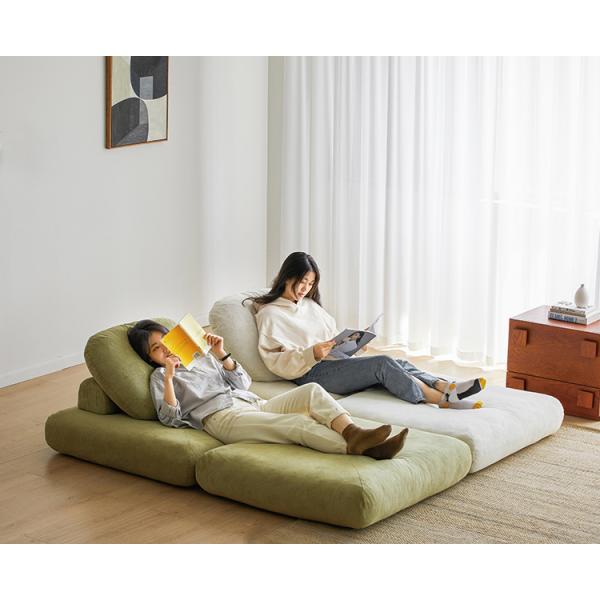 Reclining Convertible Sectional Couch Bed Sofa Tatami With Velvet Fabric