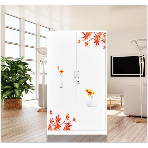 Home Furniture Customized Metal Wardrobe With Flower Printing