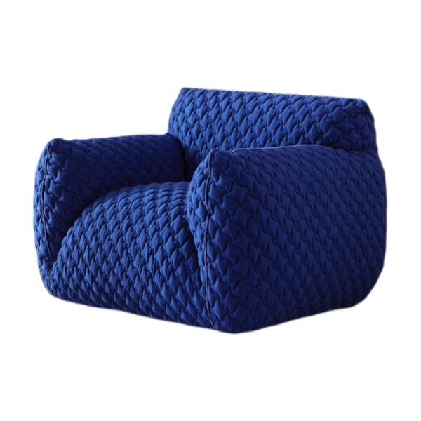 Vacation Hotel Waiting Room Sofa Modern Single Blue Linen Fabric Sofa