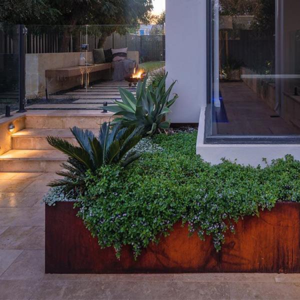 Commercial Rusty Corten Steel Outdoor Metal Planter Weather Resistant