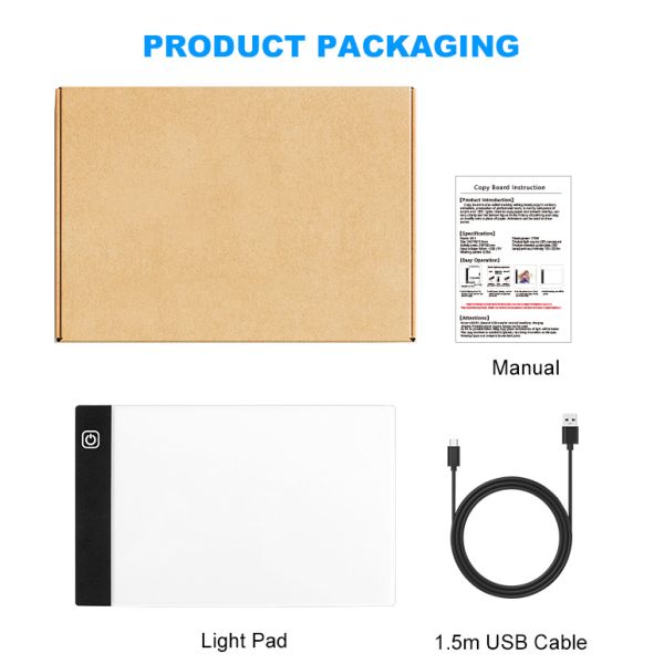 OEM ODM Acceptable Portable LED Drawing Board Large 210x150mm Plastic Light Pad Suitable for Tracing Sketching Artists