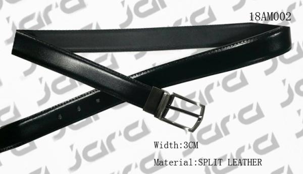 Zinc Alloy Buckle Clip Buckle Belt , 3cm Width Black Split Leather Belt