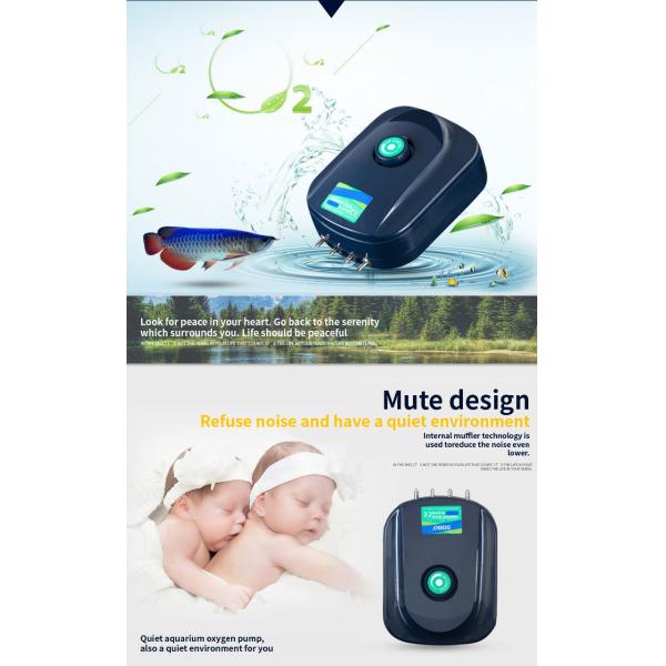 Ultra Silent Aquarium Oxygen Air Pump With Dual Outlet Adjustable Air Valve