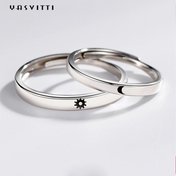 2gram 0.07oz Солнце и кольцо циркона колец 3A луны простое стерлинговое серебряное