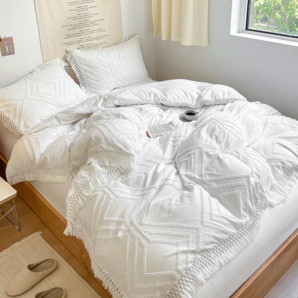 2024 Luxury Bohemian Princess Tassels Jacquard Duvet Cover Set с индивидуальным логотипом