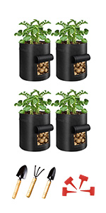 10 Gallon Potato Grow Bags, Planter Pouch Bags for Vegetables, Fruits and Flowers Flap Window, Garden Planting Bag