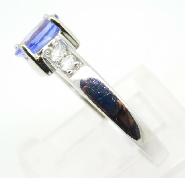 14k White Gold Oval Genuine Natural Tanzanite Ring with CZ