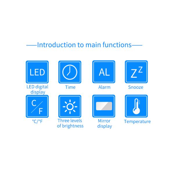 Household Thermometers Creative LED Mirror Digital Electronic Clock For Bedside Gift