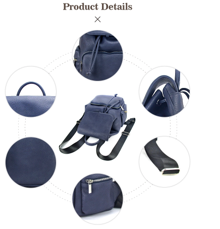 Embroidery Genuine Leather Handbags , 10 - 15L Cute Backpack Purse For Students