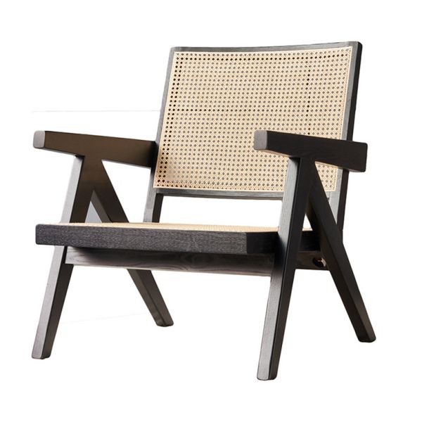 Nordic Modern Indoor Hotel Living Room Chair Wood Rattan With Armrest Leisure Sofa Lounge Chair