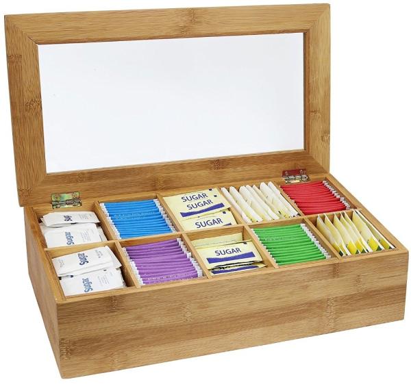 10 compartments bamboo wooden organic assorted tea storage box tea gift set