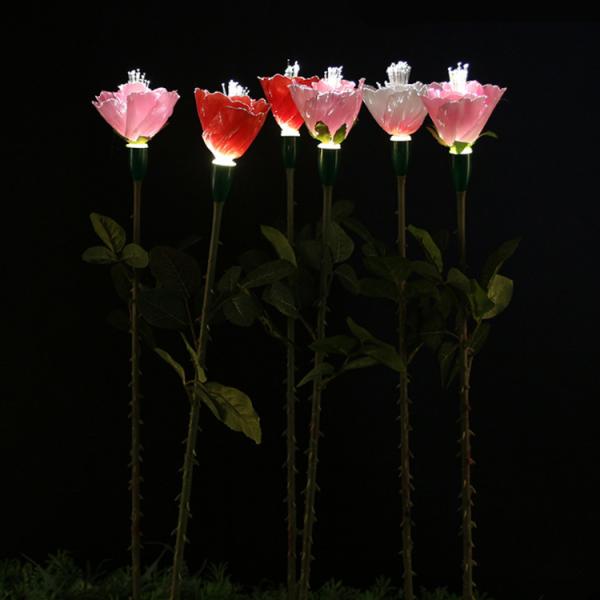 LED Simulation Silicone Rose Lights Lawn Flower Lamp Garden Courtyard Bright Landscape Decorative