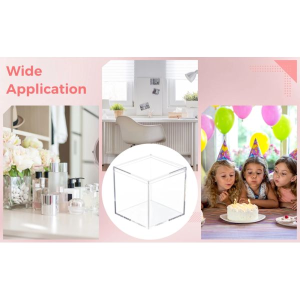 Acrylic Square Cube 4 X 4 X 4 Inches, Small Clear Plastic Display Boxes With Lids, Clear Acrylic Storage Square Cube Boxes, Display Case Container For Candy Jewelry Tiny Items