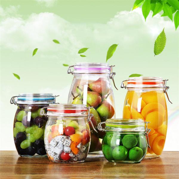 Stocked Airtight Glass Jam Jar Canister Multi Capacity Soda Glass Material