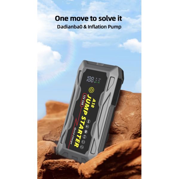 Portable 3000A Car Battery Jump Starter With QC3.0 Charging Car Inflate
