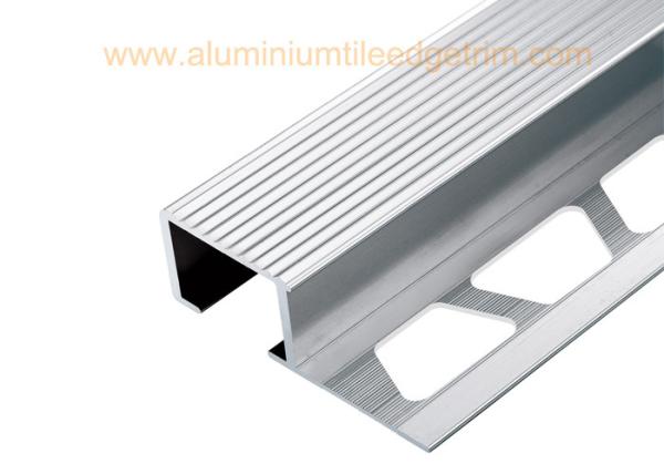 Exterior Aluminium Stair Tread Nosing Anodized Matt Silver  For Ceramic / Wood Covering