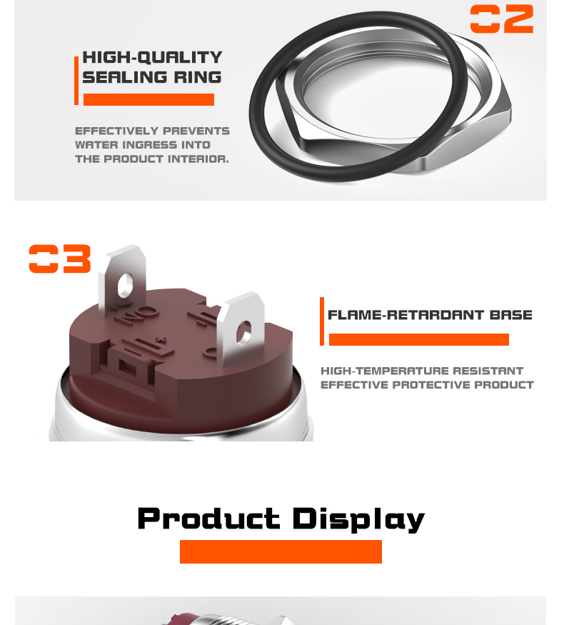22MM High Current Metal Button Switch 10A Short Screw Terminal Pin Self-Reset Self-Locking High Power Button 22MM High Current Metal Button Switch 10A Short Screw Terminal Pin Self-Reset Self-Locking 