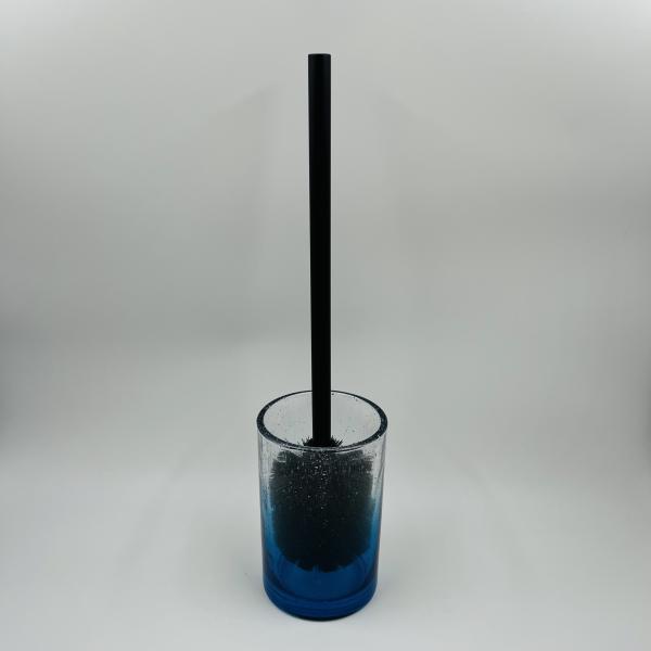 Vêtement bleu ombre accessoires de salle de bain moderne avec forme ronde dispenseur de lotion en verre bouteille accessoires de salle de bain de luxe pinceau