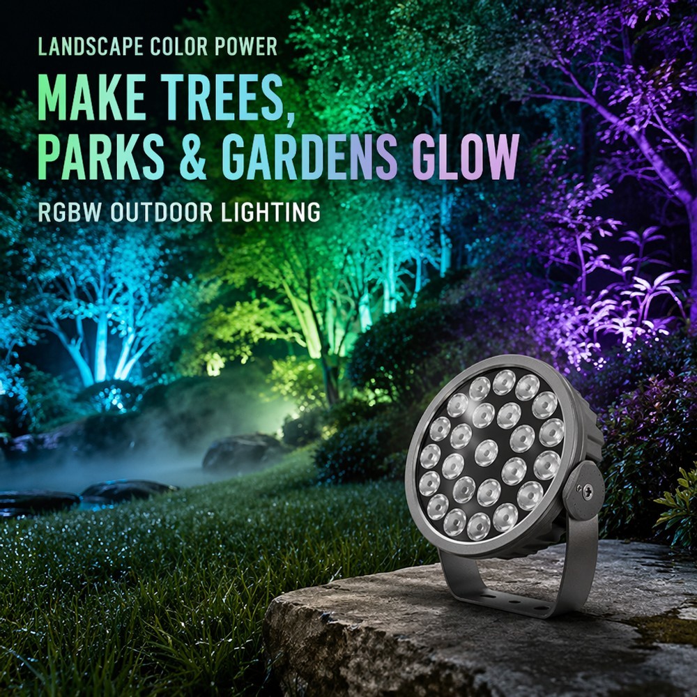 DMX512 RGBW Outdoor LED Flood Light IP65 Waterproof Adjustable Spotlight for Landscape & Facade Lighting