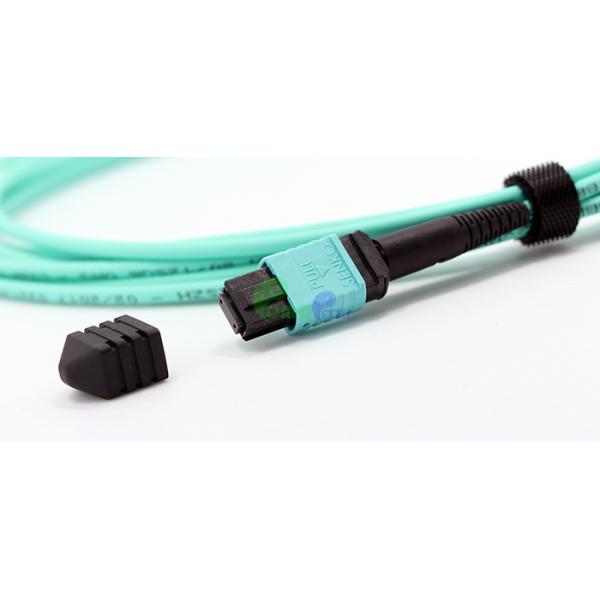 MPO Trunk Cable OM3 3.0mm 5M 50 / 125μm 24F Senko MPO Female To MPO Female LSZH Cable Aqua