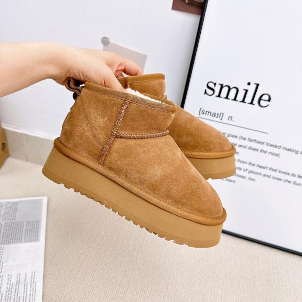 Winter Cowhide Snow Boots Plus Velvet Genuine Leather Short Boots Waterproof Non-Slip Outdoor Warm Cotton Shoes For Kids