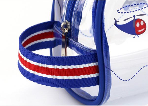 Promotional PVC Transparent Bag , Kids Pencil Case  With PP Webbing Stripe Handle